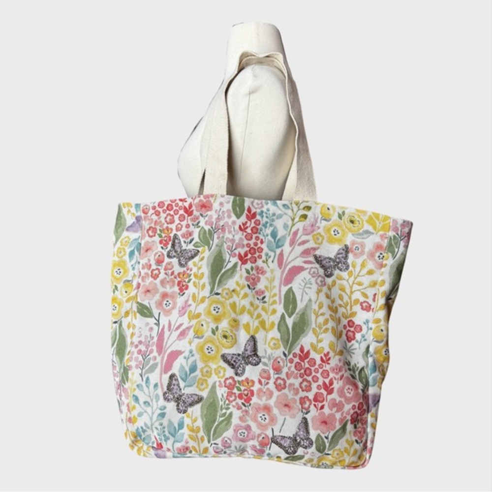 Y2k Butterfly Floral Bookbag‎ Tote Embellished with beading Cottage Core Garden